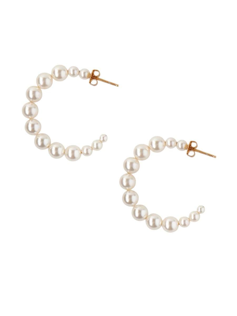 18K Gold-Plate & Pearl Holly Hoop Earrings | Saks Fifth Avenue