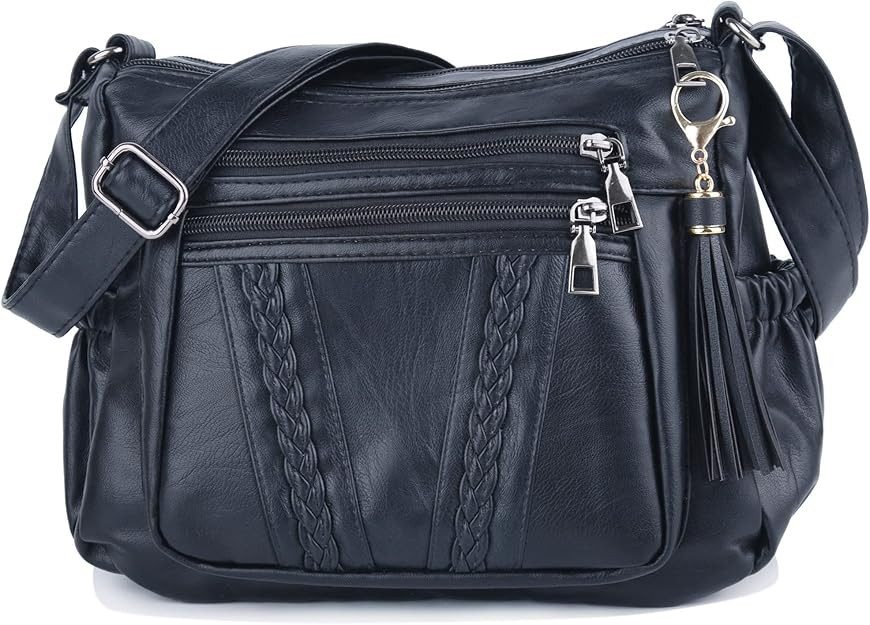 Crossbody Bags For Women Pocketbooks Soft PU Leather Purses and Handbags Multi Pocket Shoulder Ba... | Amazon (US)