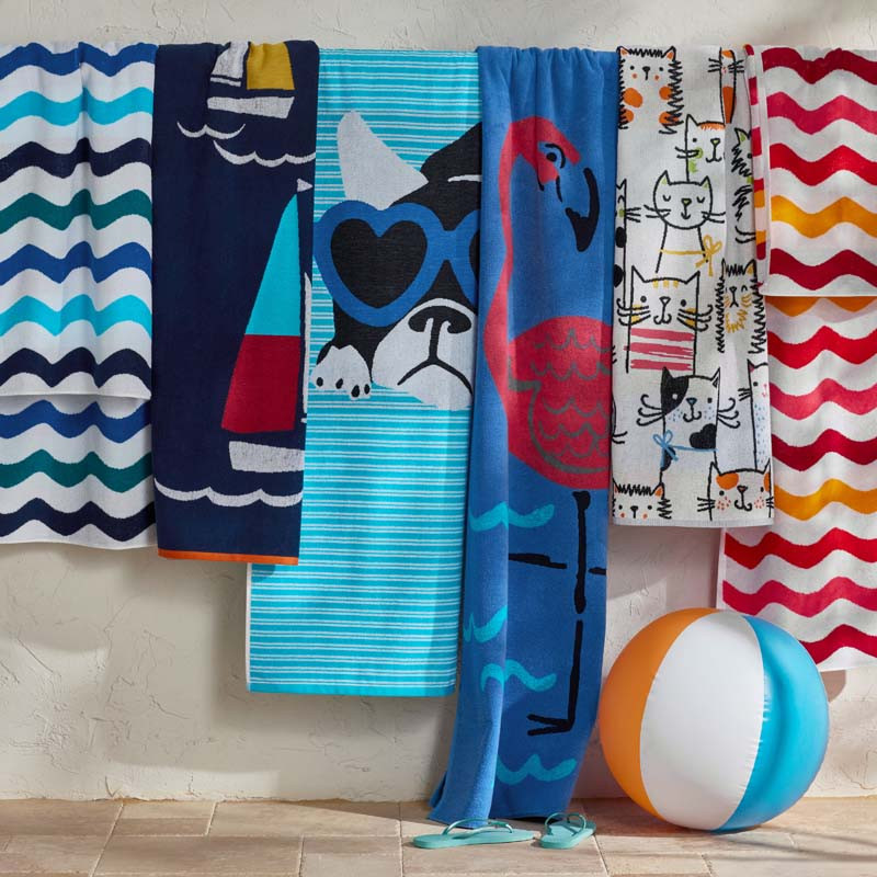 Cotton Terry Beach Towel - Sailboats | The Company Store