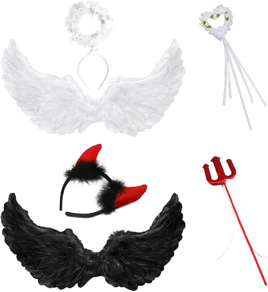 ZLiME 2PCS Angel Wings, Halloween Fairy Wings Angel Dance Wings Angel Cosplay Wings with Elastic ... | Amazon (US)