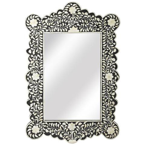 Melia Black Bone Inlay 24" x 36" Wall Mirror - #6X699 | Lamps Plus | Lamps Plus