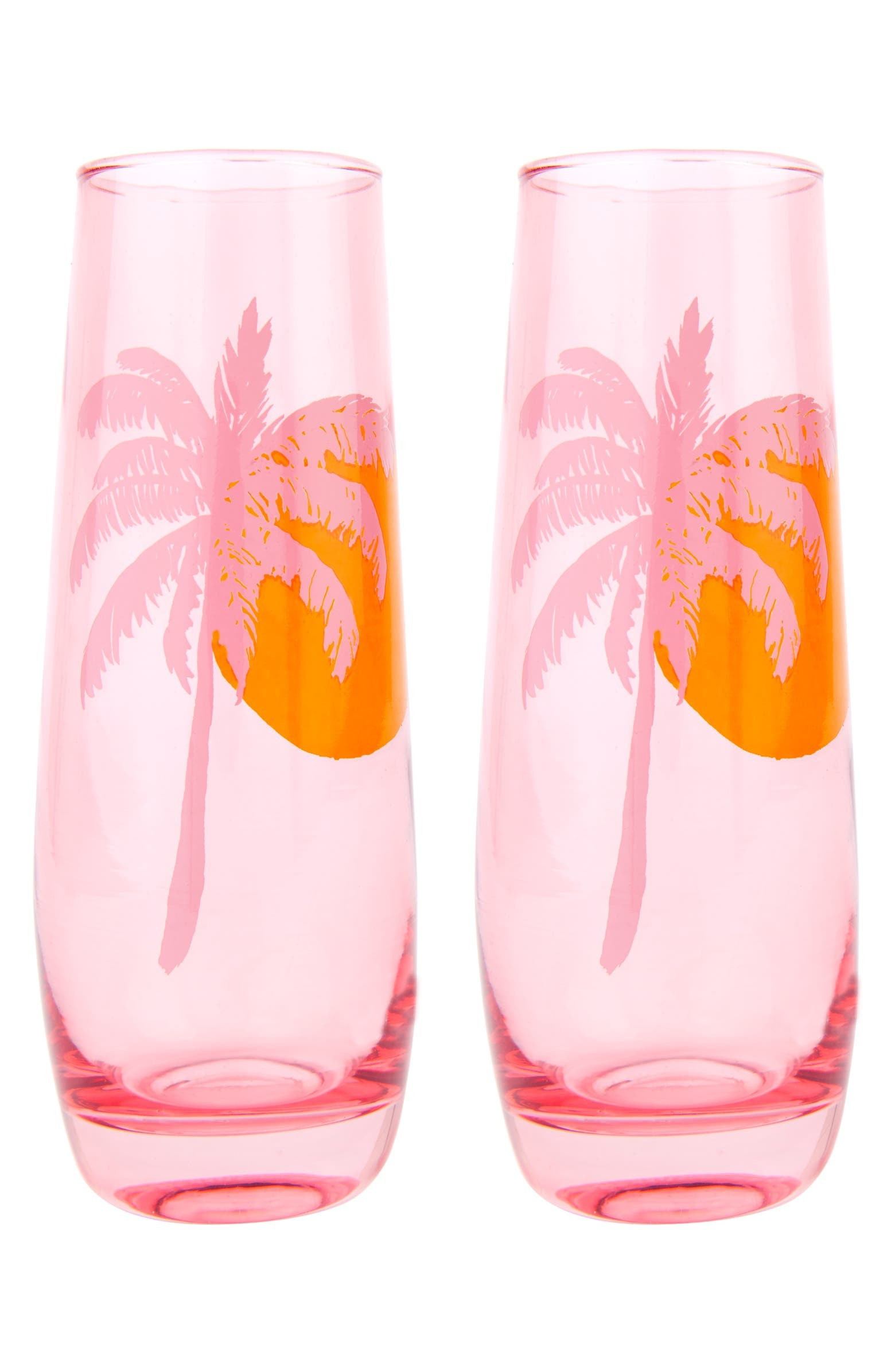 Sunnylife Poolside Set of 2 Palm Tree Stemless Flutes | Nordstrom | Nordstrom