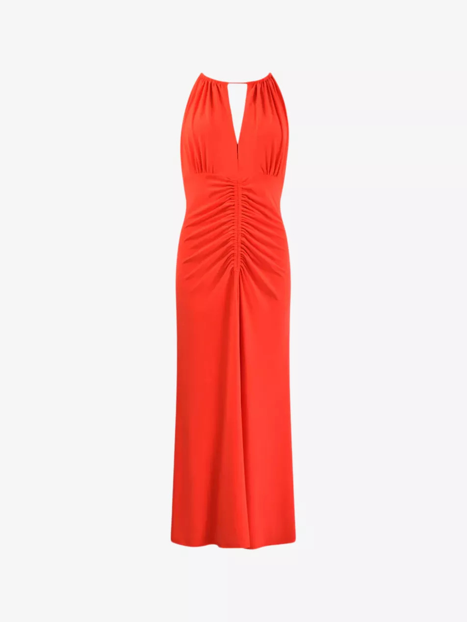 Halterneck gathered stretch-jersey midi dress | Selfridges