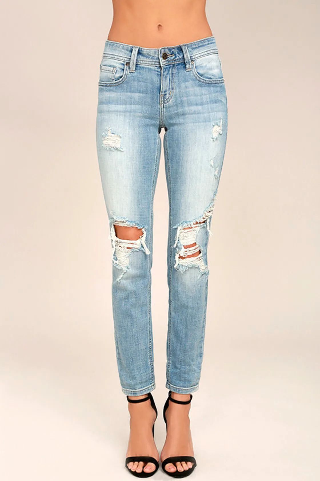 Mia Light Wash Distressed Skinny Jeans | Lulus (US)