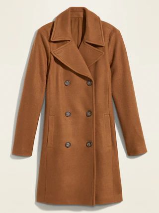Long Soft-Brushed Peacoat for Women | Old Navy (US)