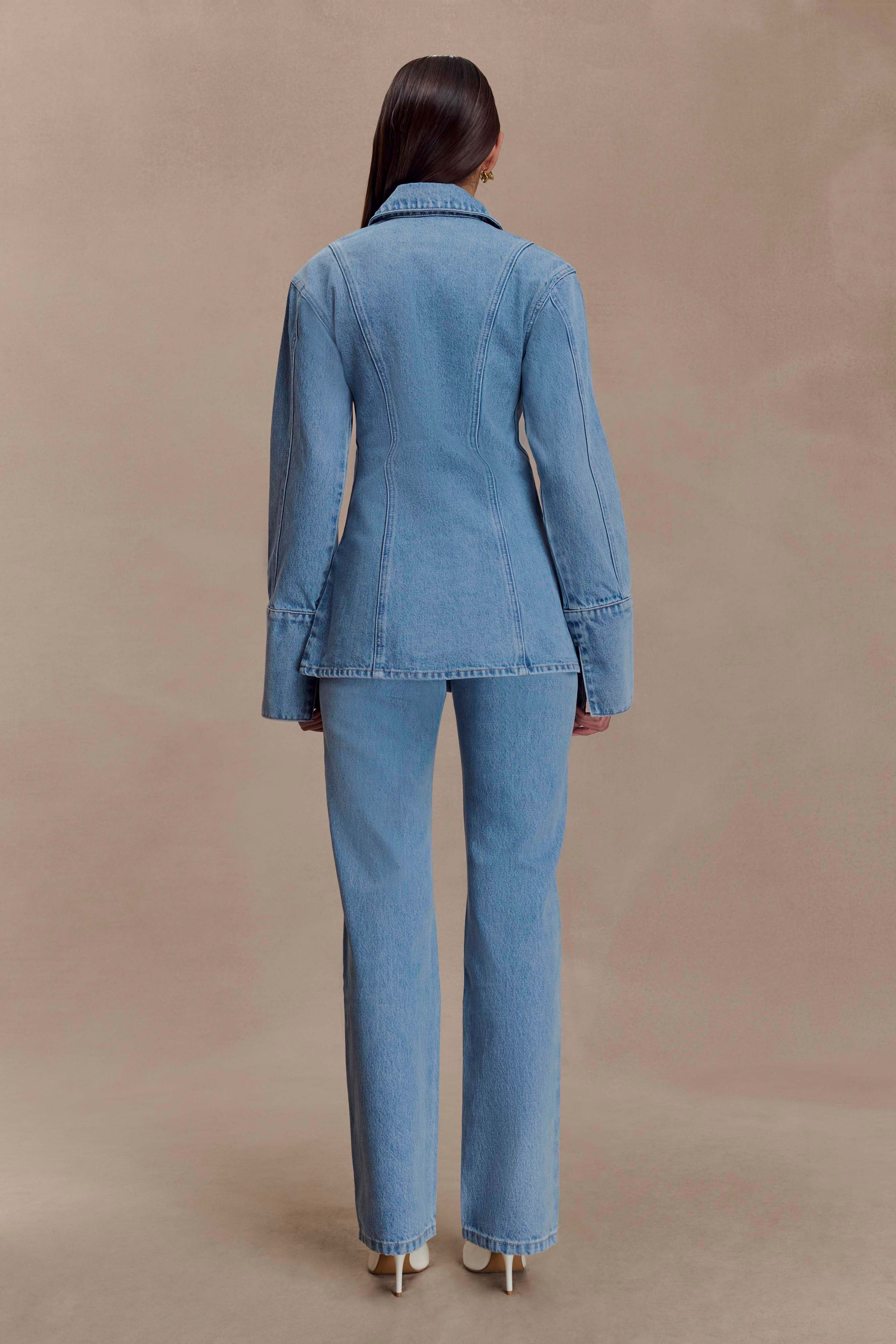 Jericho Asymmetrical Denim Shirt - Classic Blue | MESHKI US