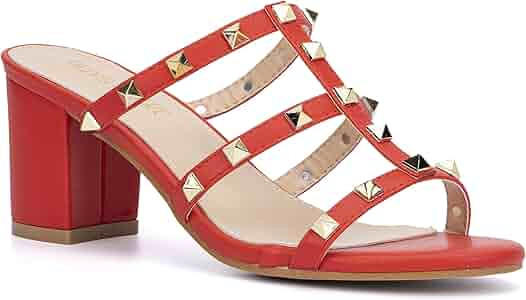 Olivia Miller Women’s Fashion Ladies Shoes, Studded PU Vegan Leather Trendy Party Open Toe Thin... | Amazon (US)