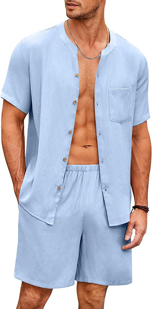 Ekouaer Men's Pajamas Set Short Sleeve Button Down Sleepwear Shorts Loungewear Outfits Tracksuits... | Amazon (US)