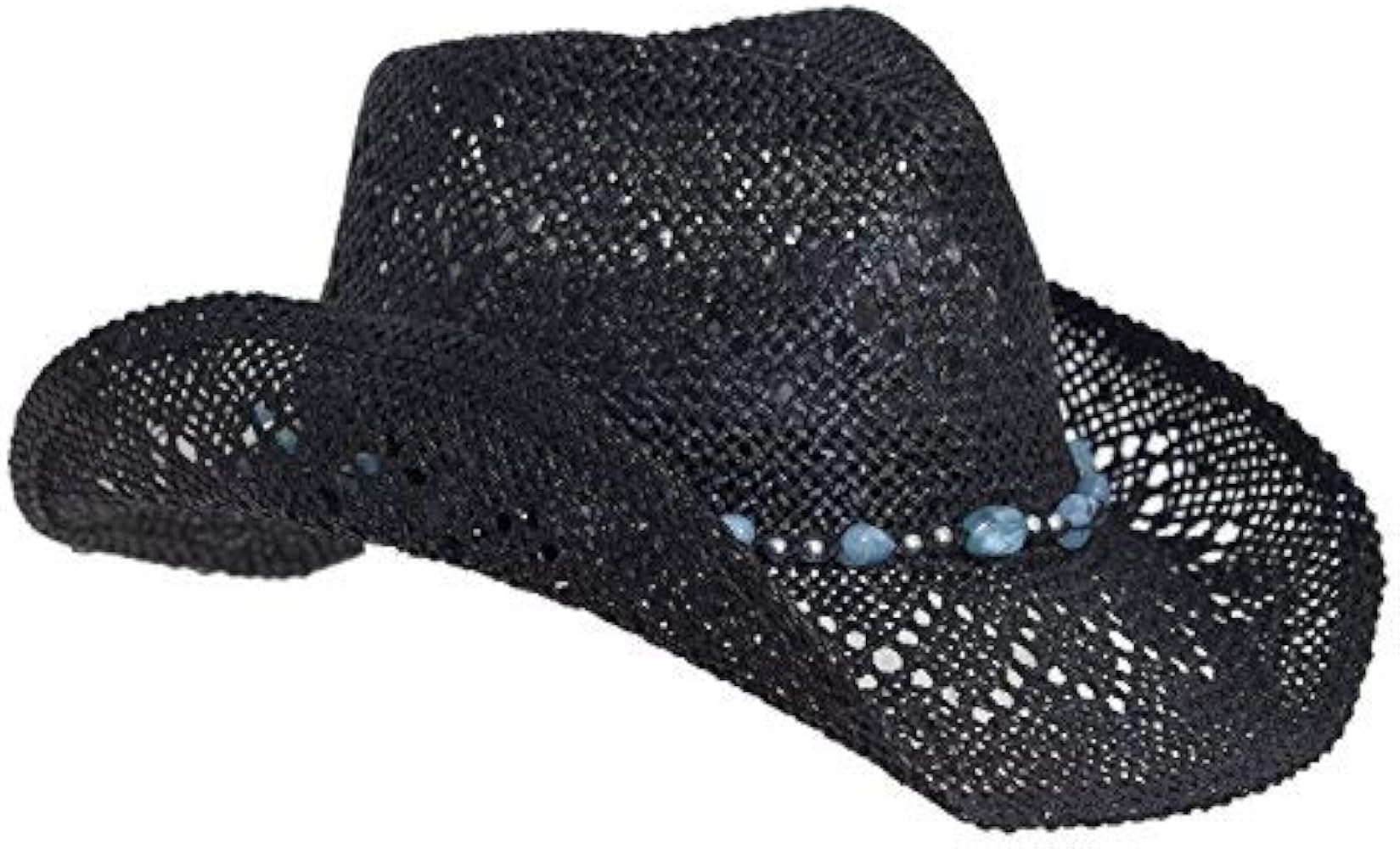 Vamuss Straw Cowboy Hat for Women with Beaded Trim and Shapeable Brim | Amazon (US)