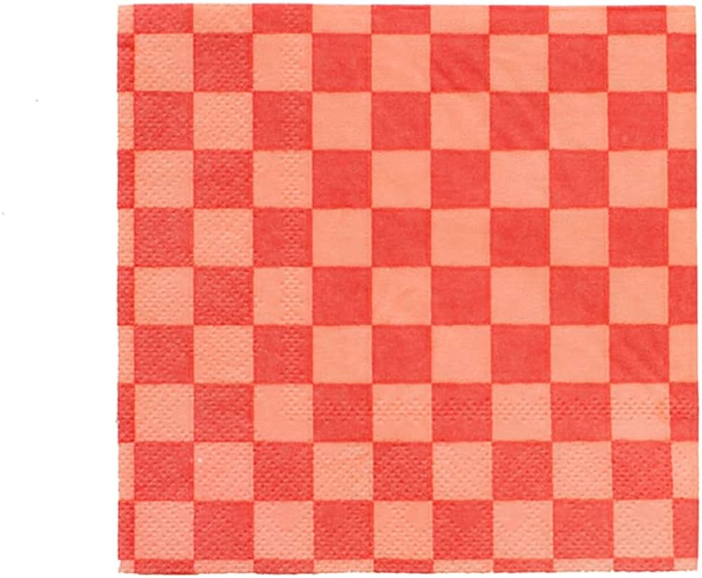 Jollity & Co Check It! Cocktail Napkins - Party Napkins in Cherry Crush Red - Pack of 20 Cocktail... | Amazon (US)