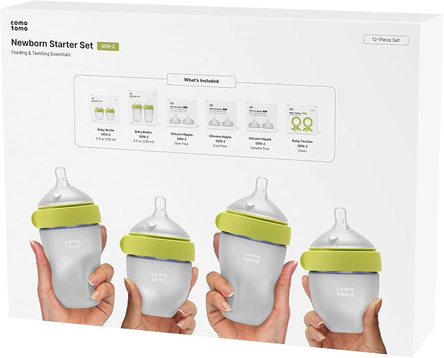 Comotomo (Gen 2) Newborn Starter Set, Green, 12 Piece Bundle | Amazon (US)