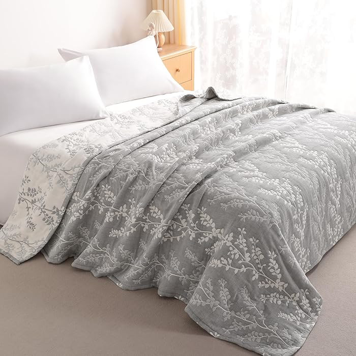 NTBAY 3 Layers Cotton Muslin 106x92 King Bed Blanket, Super Soft Breathable Thermal Yarn Dyed Qui... | Amazon (US)