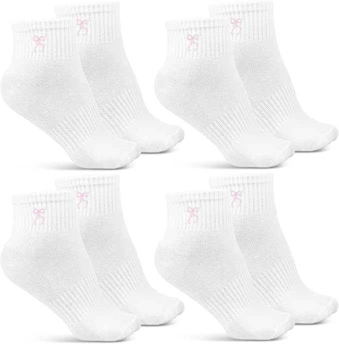 8 Pairs Bow Socks Women Coquette Socks with Embroidered Bow for Ladies Bridesmaid Christmas Birth... | Amazon (US)