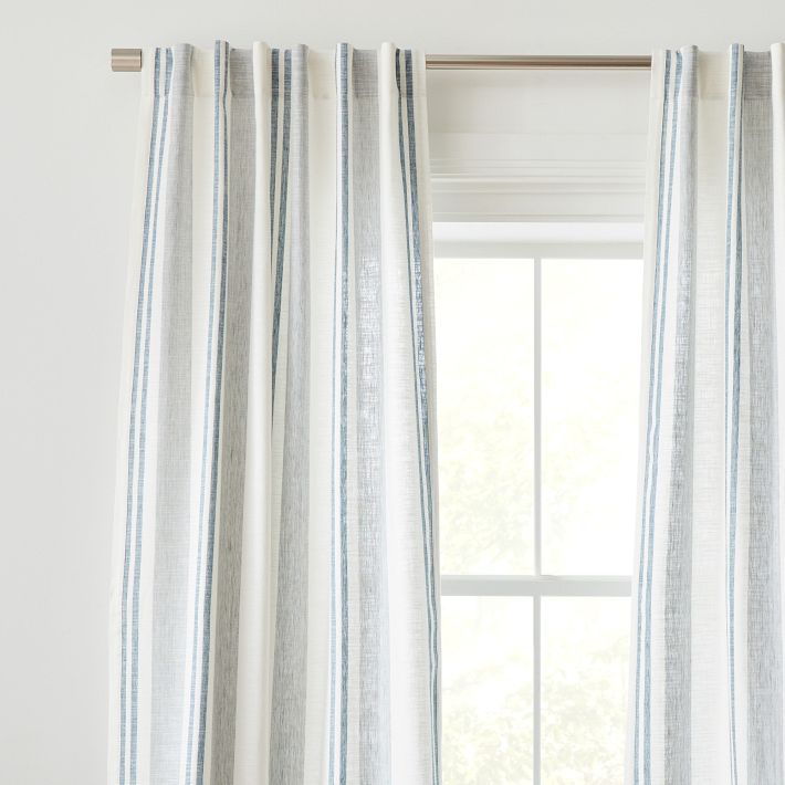Textured Luxe Stripe Linen Curtain | West Elm (US)