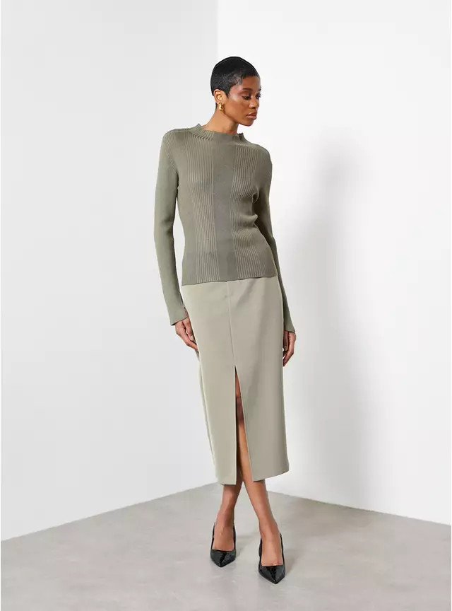 Buy For All the Love Khaki Tailored Midaxi Skirt 14 | Skirts | Tu | Tu Clothing