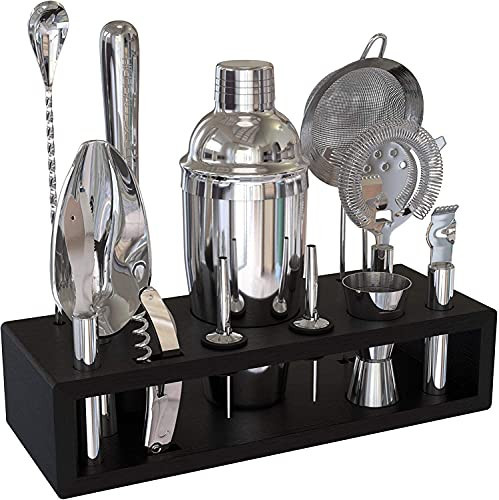 Highball & Chaser 13-Piece Cobbler Cocktail Shaker Set Stainless Steel Mixology Bartender Kit With Stand For Home Bar Cocktail Set | Laser Engraved Cocktail Tools | Plus Ebook with 30 Cocktail Recipes | Amazon (US)