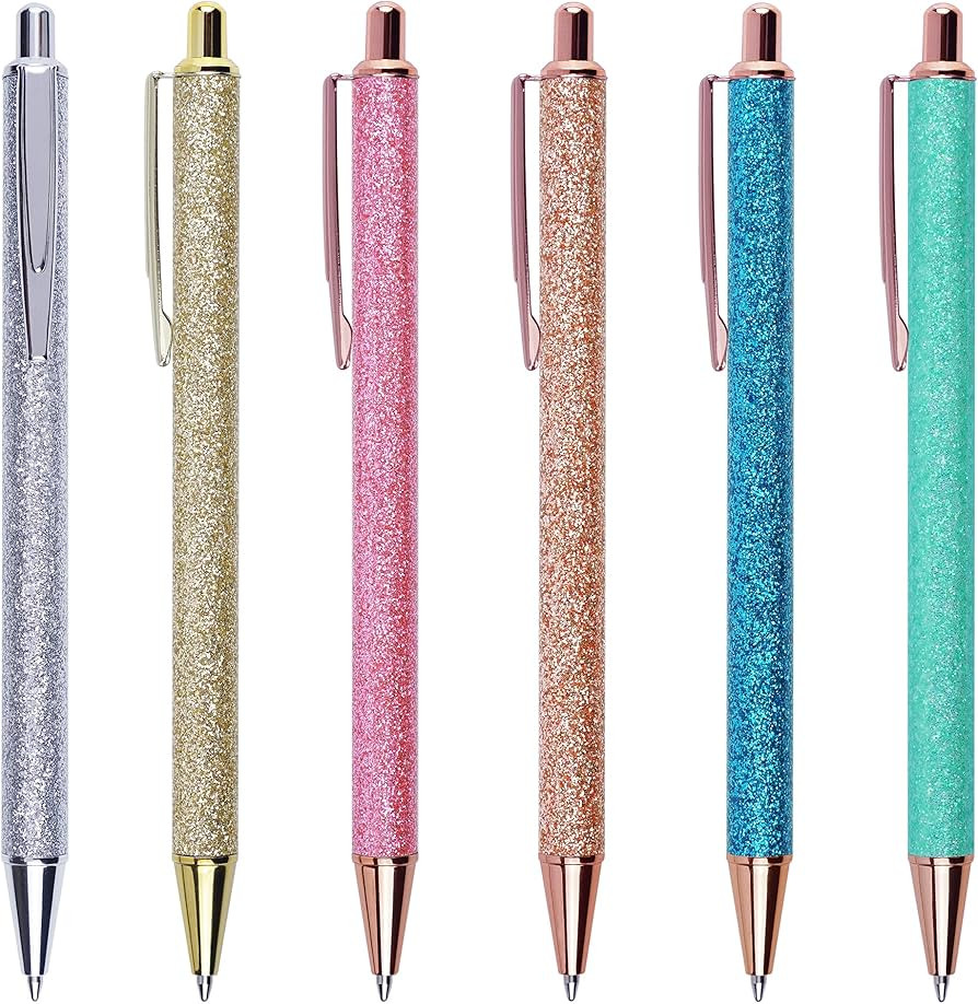 Cute Retractable Ballpoint Pens for Women Girls, Fancy Decorative Glitter Body, Medium Point Blac... | Amazon (US)