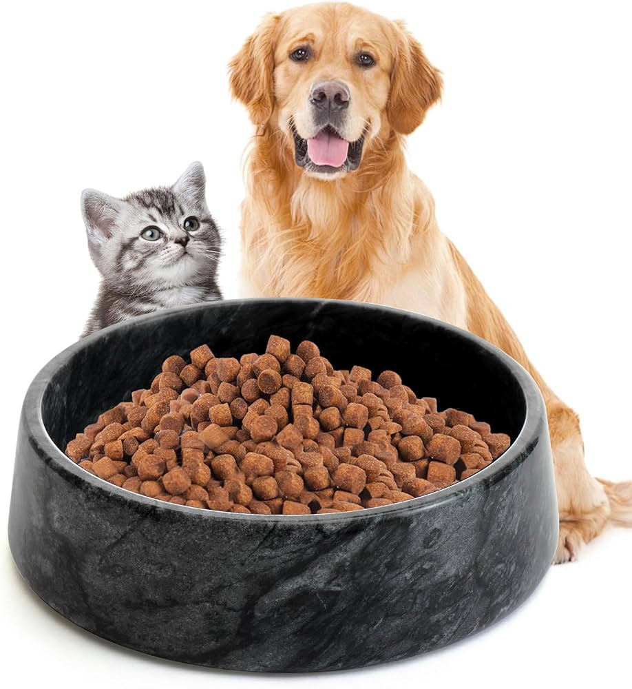 SAMAH Black Marble Dog Bowl, Non-Slip Non-Tipping Heavy Dog Food Bowl, Large Weighted Stone Dish,... | Amazon (US)