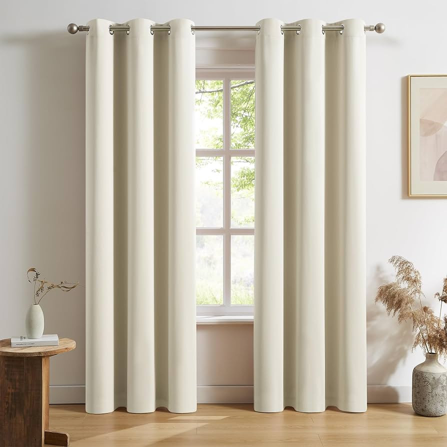 DUALIFE Cream Curtains 2 Panels Sets 42 x 84 Inch Length Beige Blackout Window Curtain Panels for... | Amazon (US)