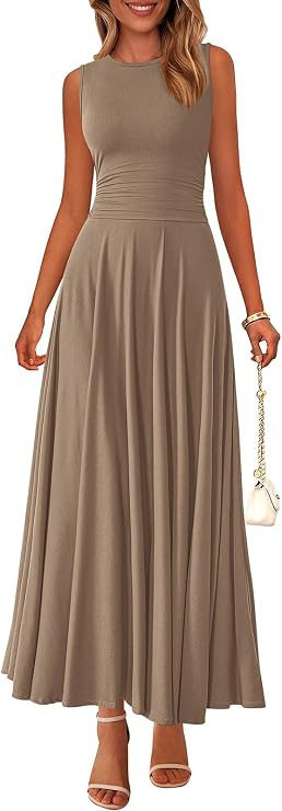 PRETTYGARDEN Womens Summer Dresses 2026 Casual Sleeveless Crewneck Aline Maxi Dress Stretch Tank ... | Amazon (US)