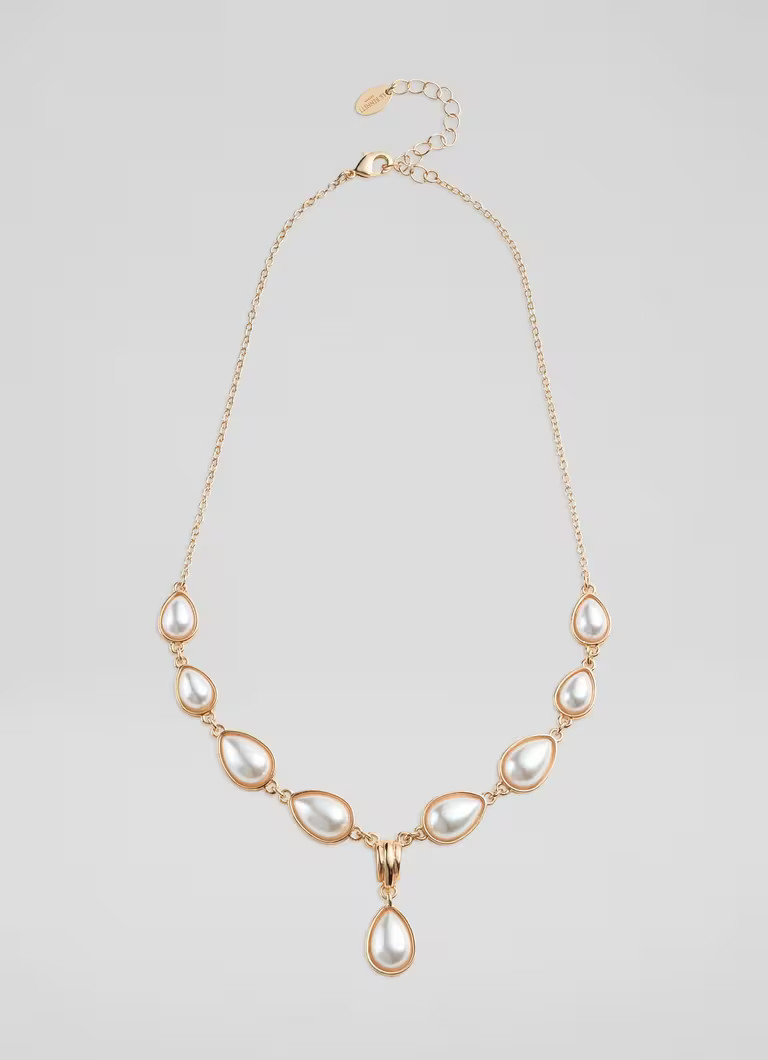 Aria Gold & Pearl Metal Pearl Drop Necklace | L.K. Bennett (UK)