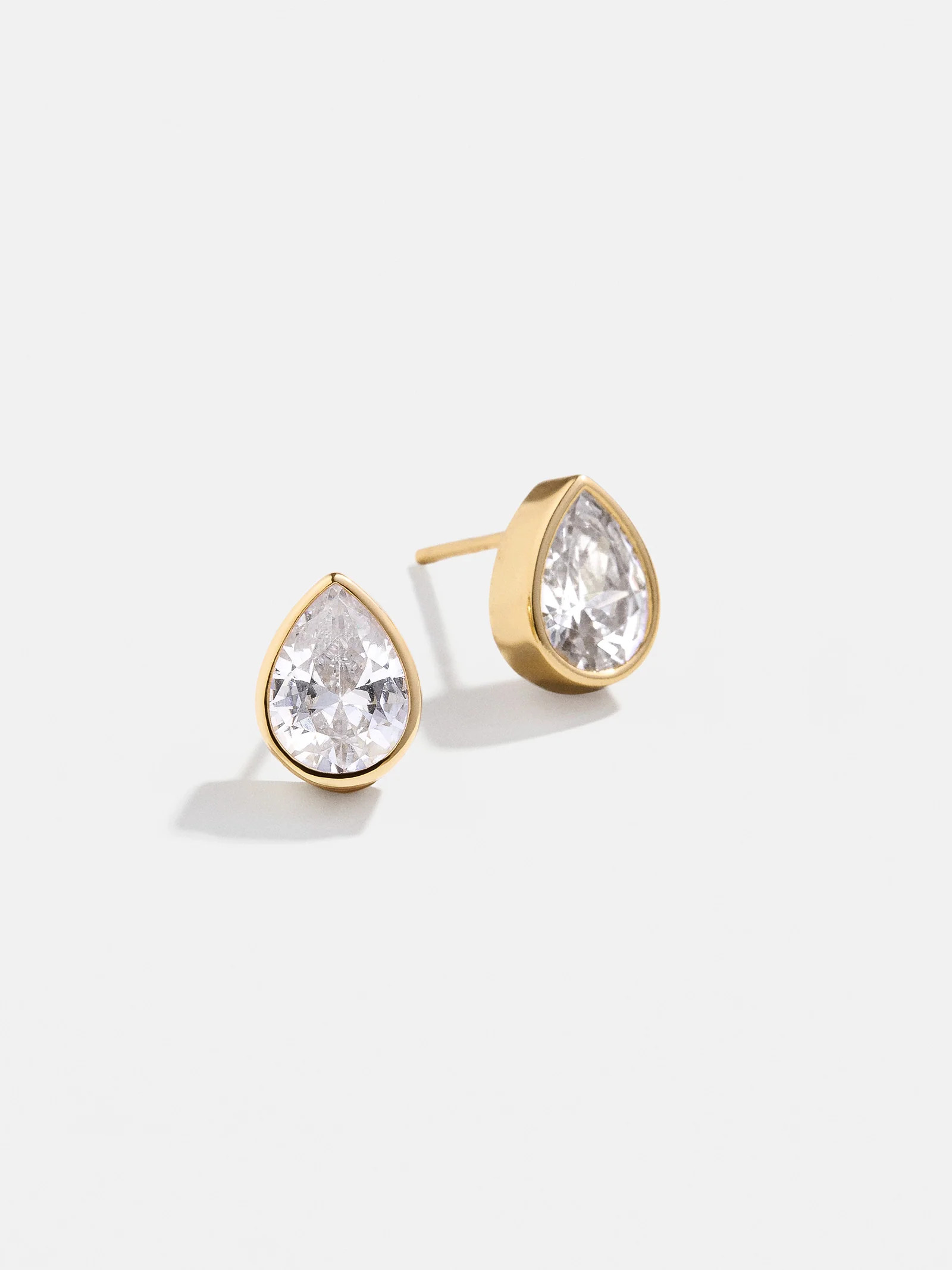 Donna 18K Gold Bezel Earrings - Pear Bezel Set Earrings | BaubleBar