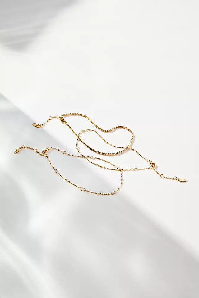 Set of Three Dainty Anklets | Anthropologie (US)