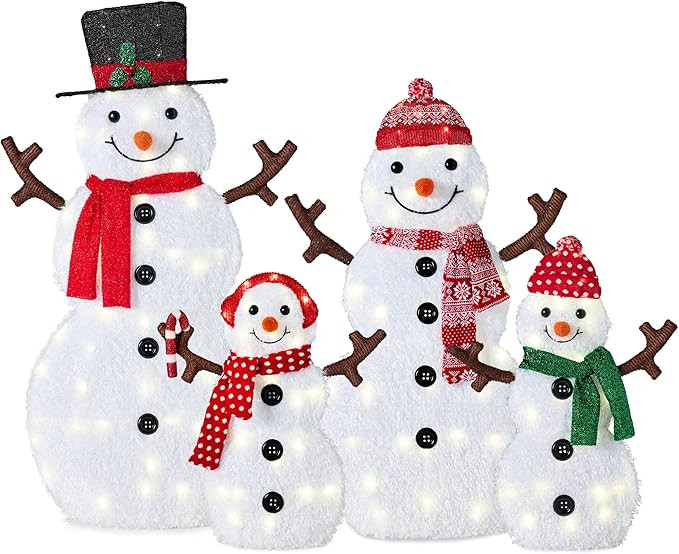 Best Choice Products 4ft 4-Piece 2D Lighted Christmas Snowman Family Set, Large Outdoor Yard Deco... | Amazon (US)
