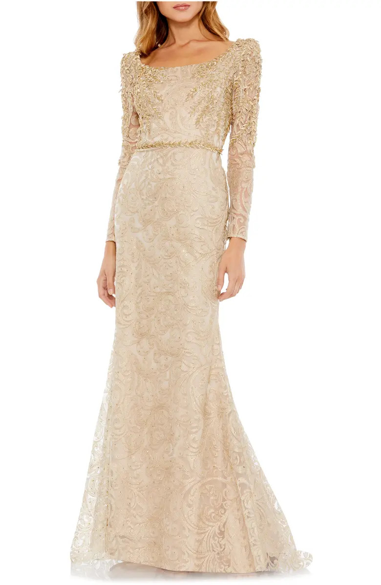 Mac Duggal Sequin Lace Long Sleeve Trumpet Gown | Nordstrom | Nordstrom