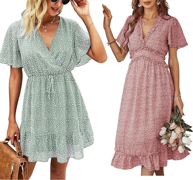 KIRUNDO Short Sleeve Floral Mini Dress and Midi Dress | Amazon (US)