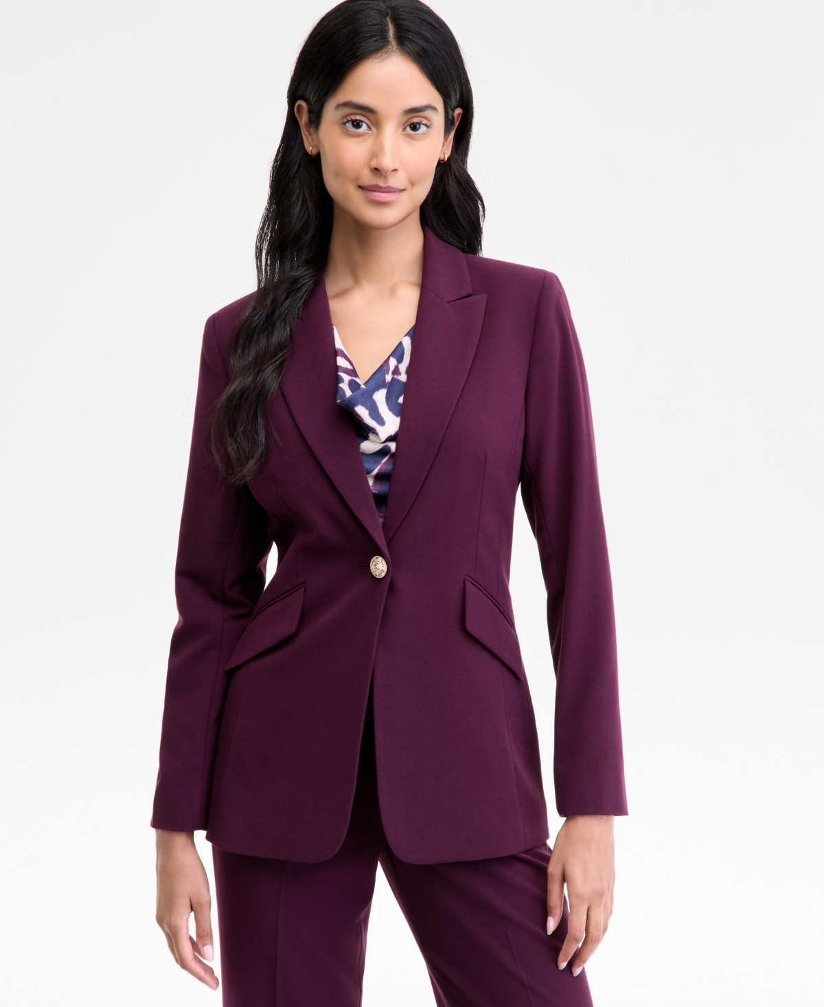 Tahari Asl One-Button Blazer, Regular & Petite - Plum | Macy's