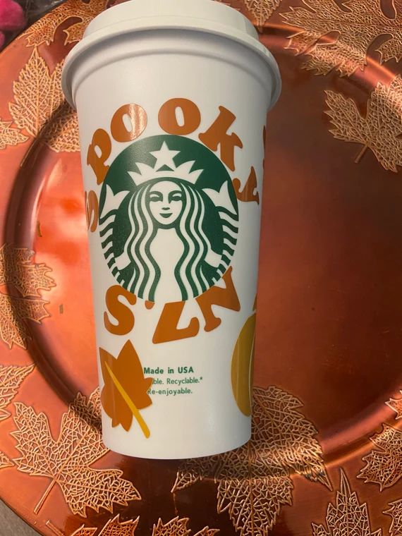 Fall Starbucks travel mugs, reusable Starbucks mugs, spooky mugs, fall mugs, travel mugs, pumpkin... | Etsy (US)
