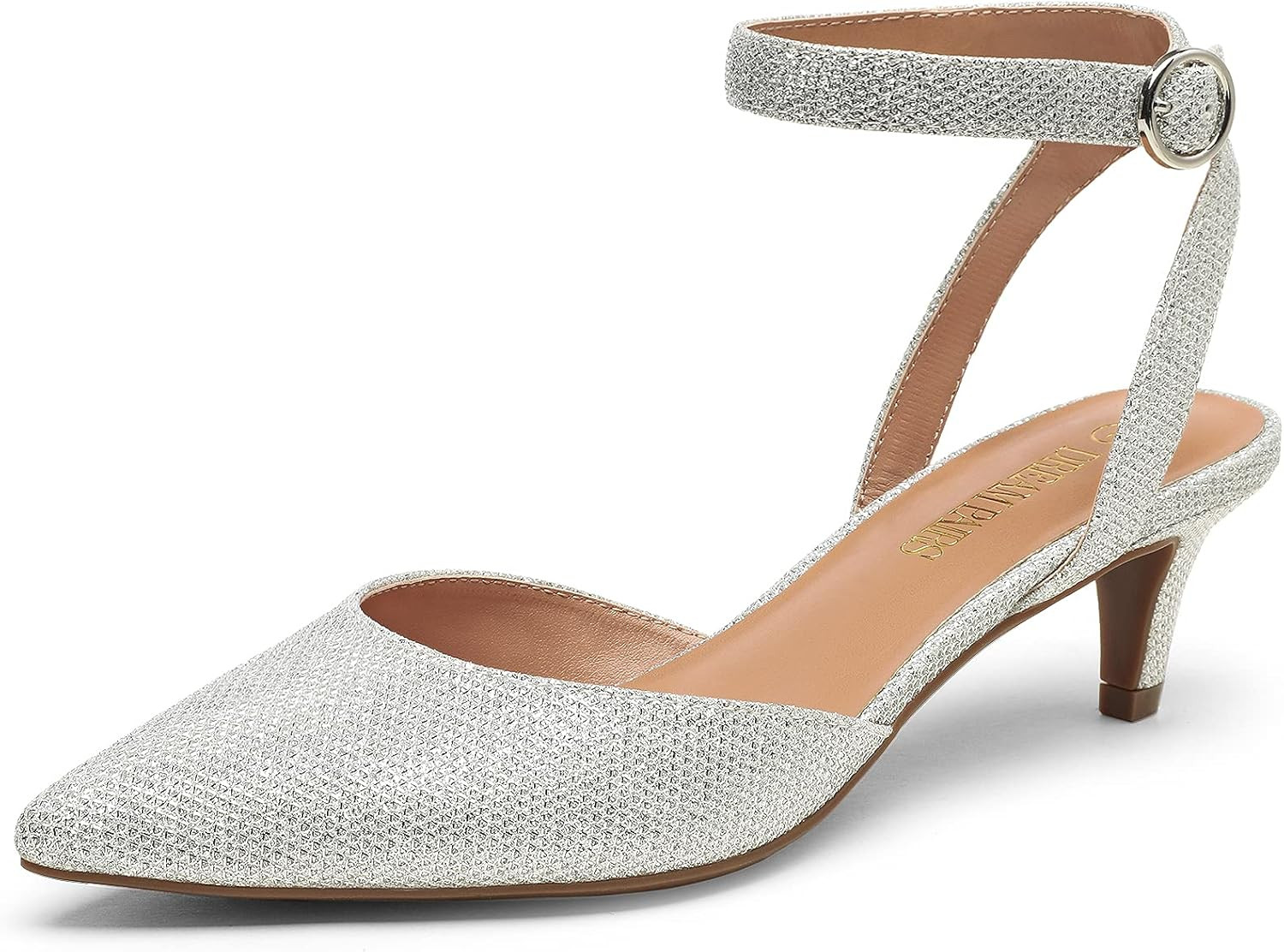 DREAM PAIRS Low Heels for Women Wedding Dress Closed Toe Pump Shoes | Amazon (US)