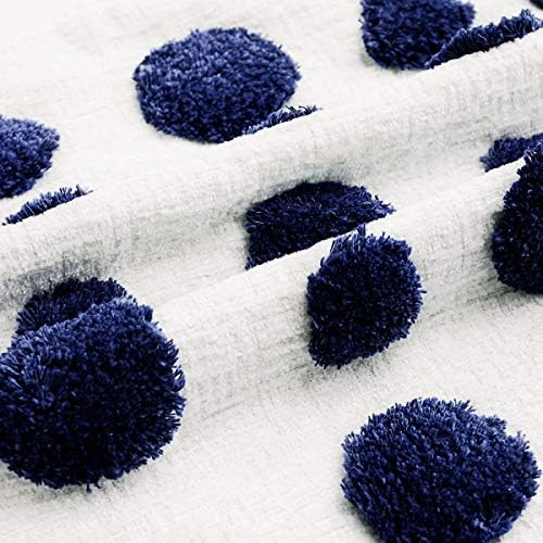 PLWORLD Boho Navy Blue Throw Pillow Cover 18x18 Inch with Tassels, Pom Pom Tufted Decorative Cream C | Amazon (US)