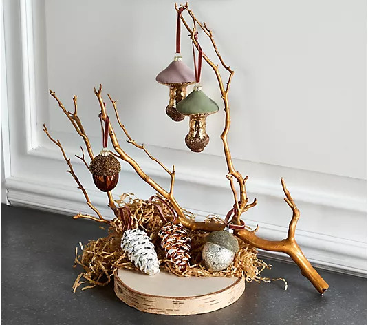 Cozy Cottage by Liz Marie Set of 6 Glass Ornament Set - QVC.com | QVC