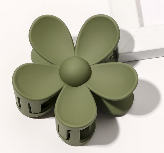 1pc Army green Hair Claw Clips Flower Hair Clips – Big Cute Claw Clips Large Hair Clips Strong ... | Amazon (US)
