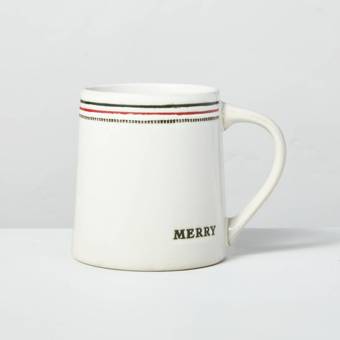 13oz Merry & Joy Holiday Stripes Stoneware Mugs Red/Green - Hearth & Hand™ with Magnolia | Target