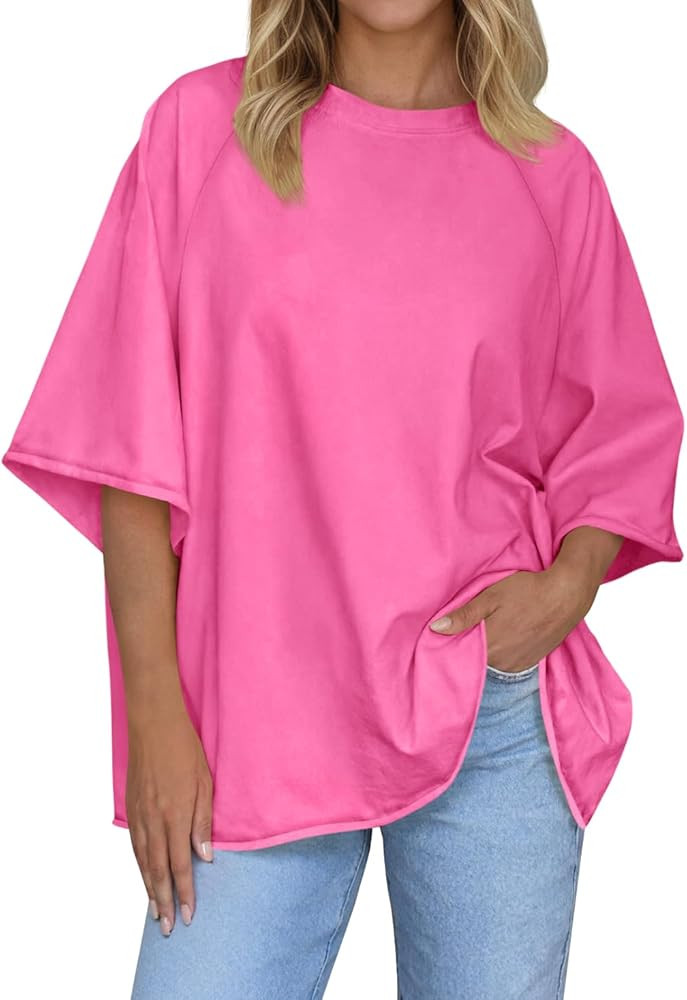 Tankaneo Womens Oversized Half Sleeve T-Shirts Trendy Casual Baggy Loose Fit Tops Summer Crew Nec... | Amazon (US)