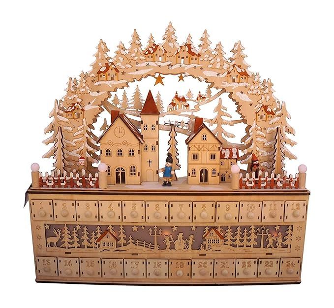 One Holiday Way LED Lighted Wooden Bavarian Village Scene Advent Calendar - Christmas Decoration ... | Amazon (US)