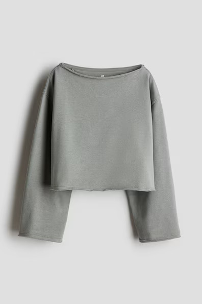 H & M - Boat-Neck Sweatshirt - Gray | H&M (US + CA)