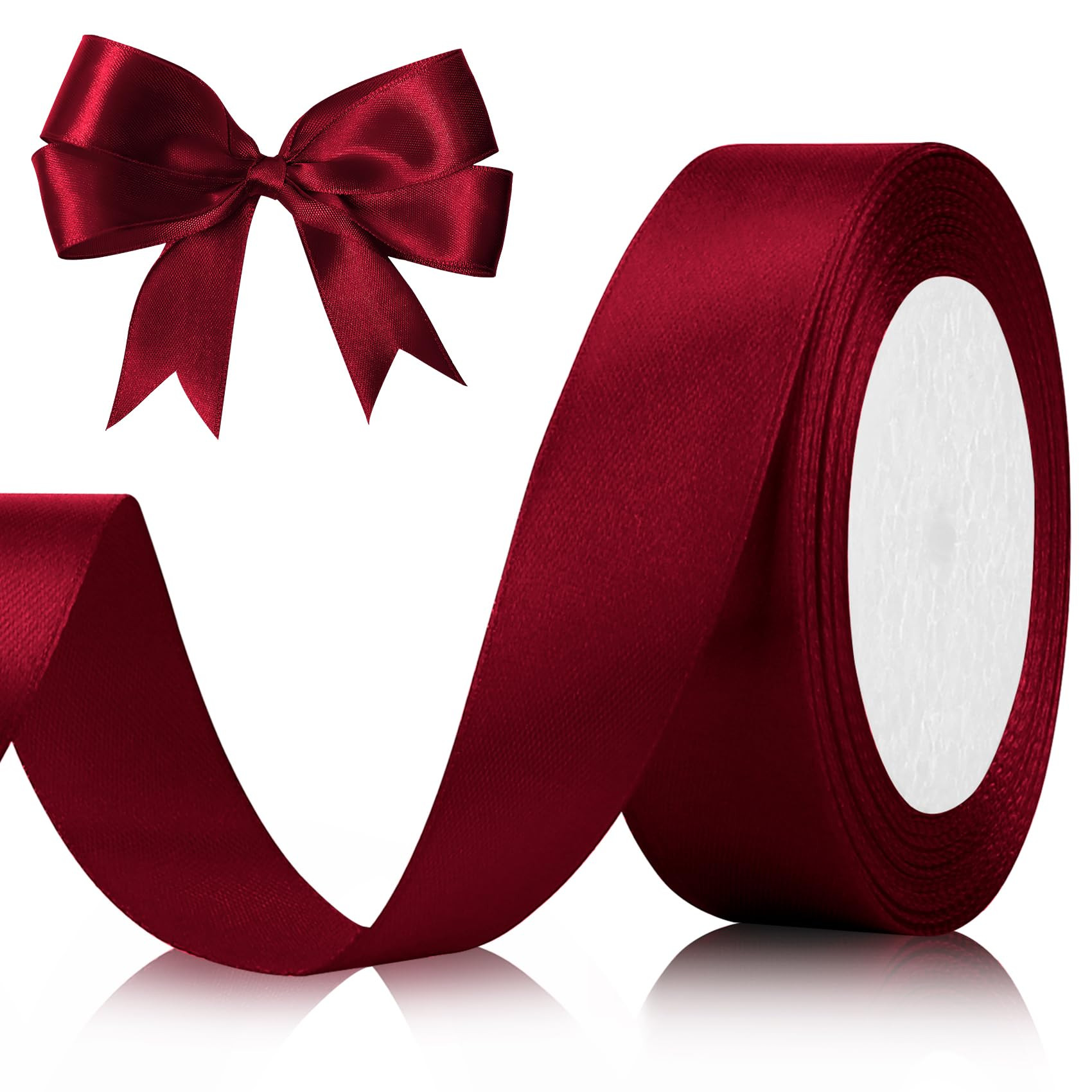 Red Ribbon for Gift Wrapping 1 Inch 25 Yds Satin Ribbons for Hair Wine Ribbon Burgundy Ribbons fo... | Amazon (US)