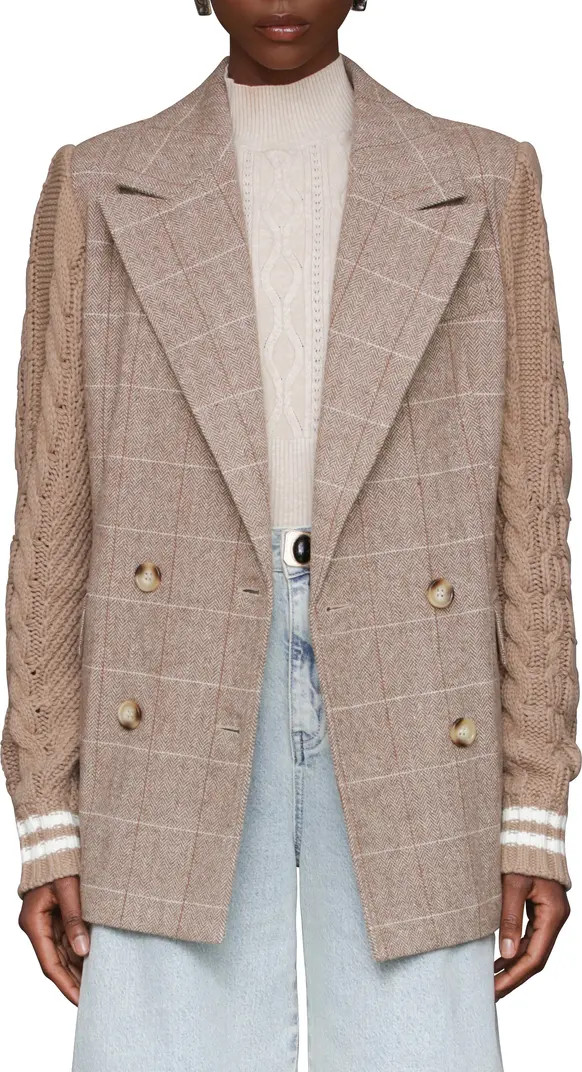 Avec Les Filles Double Breasted Mixed Media Blazer | Nordstrom | Nordstrom