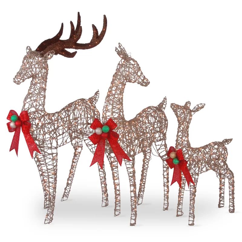 3 Piece Deer Family Assortment Lighted Display Set | Wayfair North America