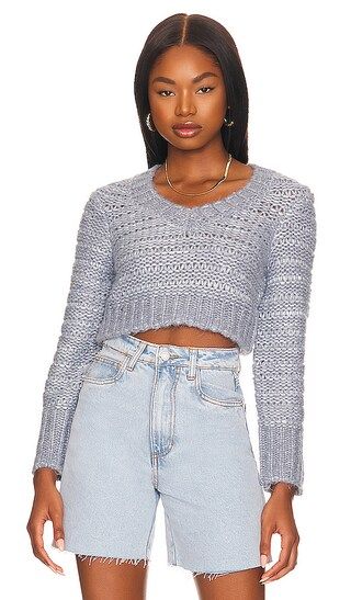 Galina Cropped Pullover in Steel Blue | Revolve Clothing (Global)