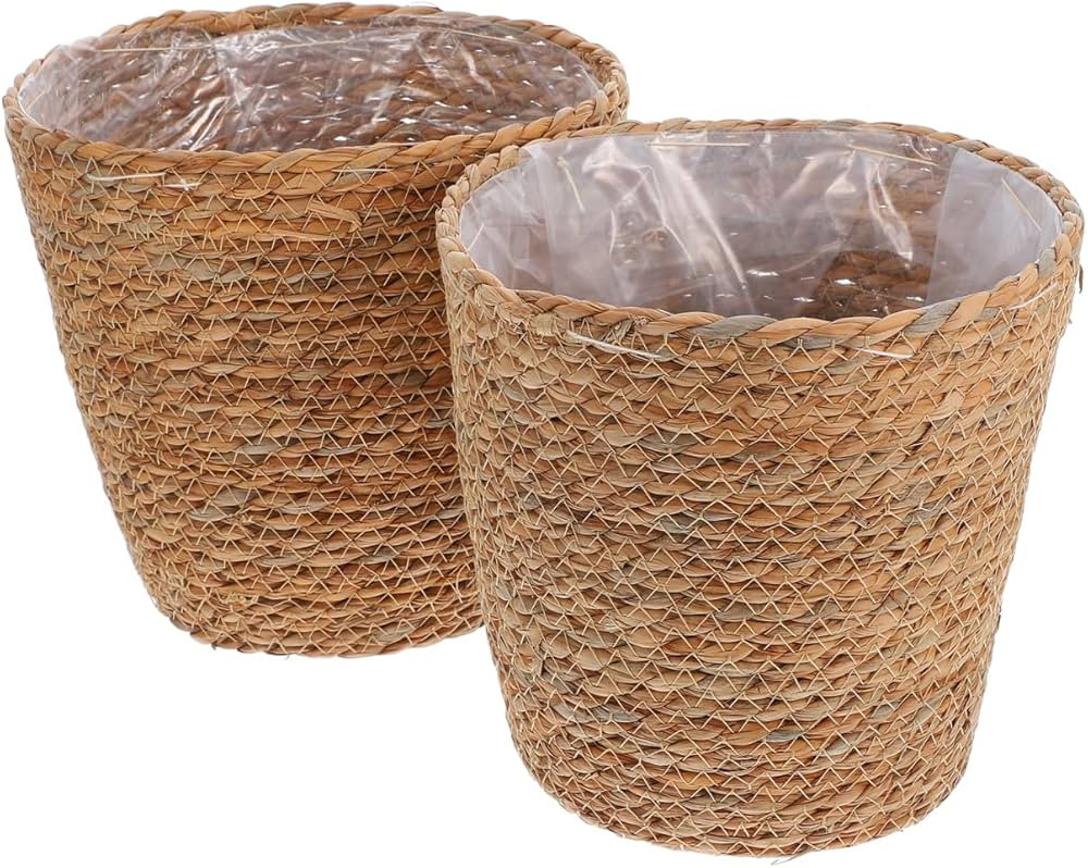 SUPVOX 2pcs Flowerpot Wicker Planter Doll House Tv Weaved Basket Baskets for Plants Laundry Baske... | Amazon (US)