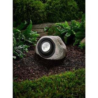 Hampton Bay 30 Lumen Gray Integrated LED Weather Resistant Outdoor Solar Rock Spotlight with Adju... | The Home Depot