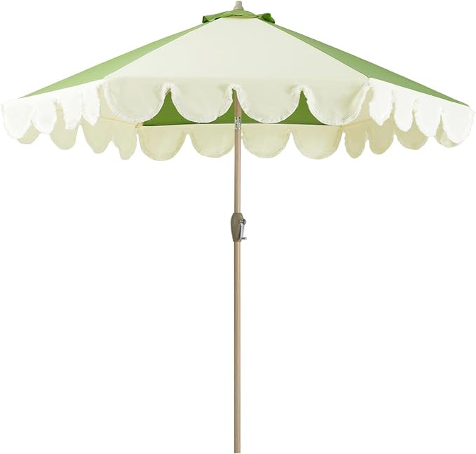 Tempera 9ft Scalloped Patio Umbrellas with Fringe, Market Umbrellas with Water-Resistant and Fade... | Amazon (US)