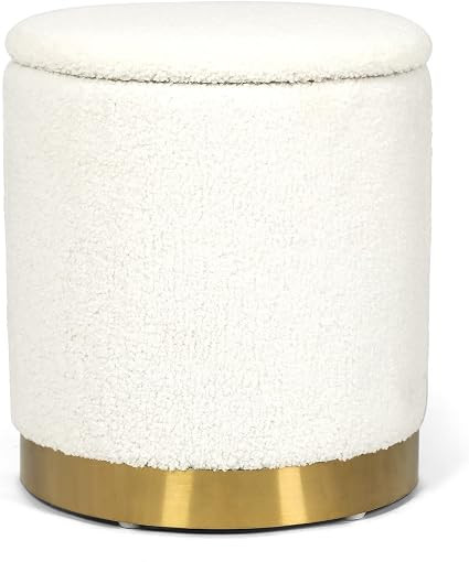 Boucle Round Ottoman with Storage,Vanity Stool with Storage for Bedroom, Ottoman Coffee Table,Sma... | Amazon (US)