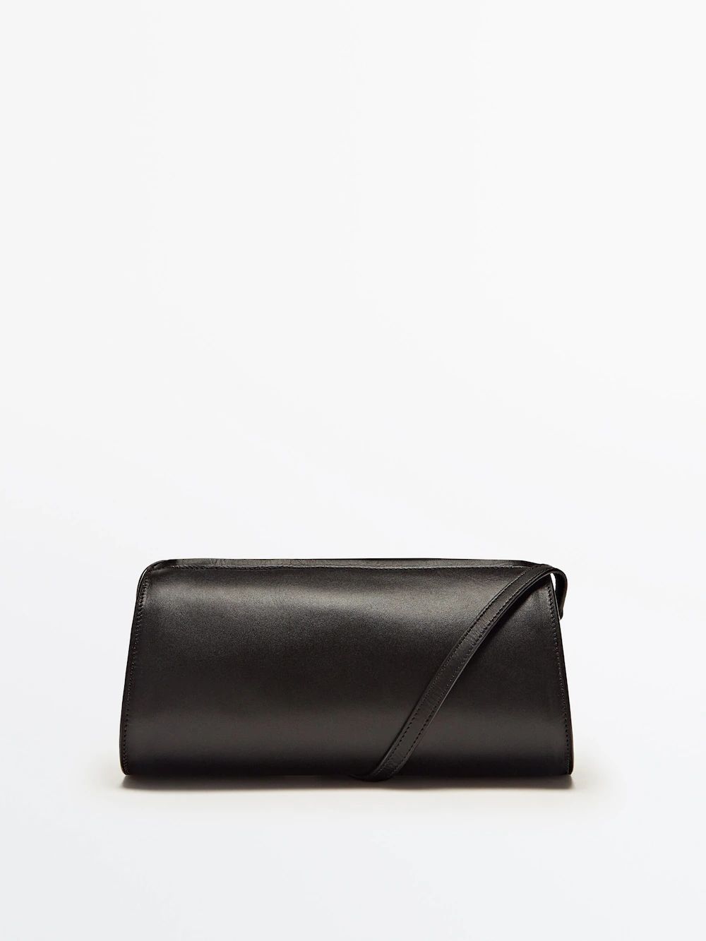 Plain leather cylindrical crossbody bag | Massimo Dutti UK