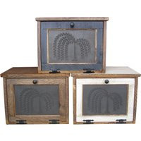 Amish Rustic Farmhouse Handcrafted Wood & Tin Bread Box Two Layer Storage Bin Wooden Country Primitive Willow Tree | Etsy (US)